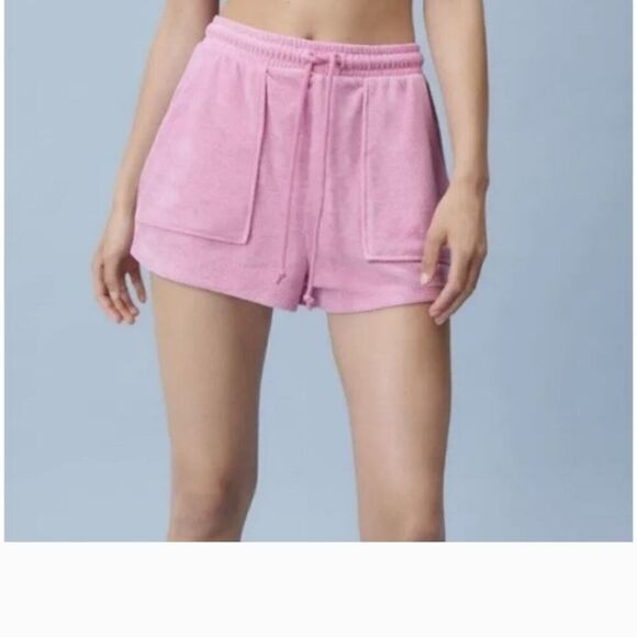 Zara Shorts Size Medium Pink French‎ Terry Terrycloth Drawstring - Picture 1 of 8